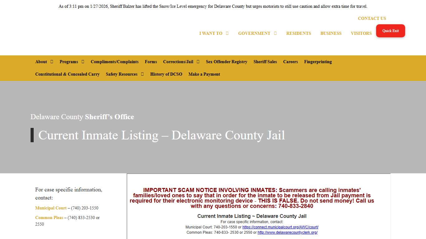 Current Inmate Listing - Delaware County Jail - Sheriff